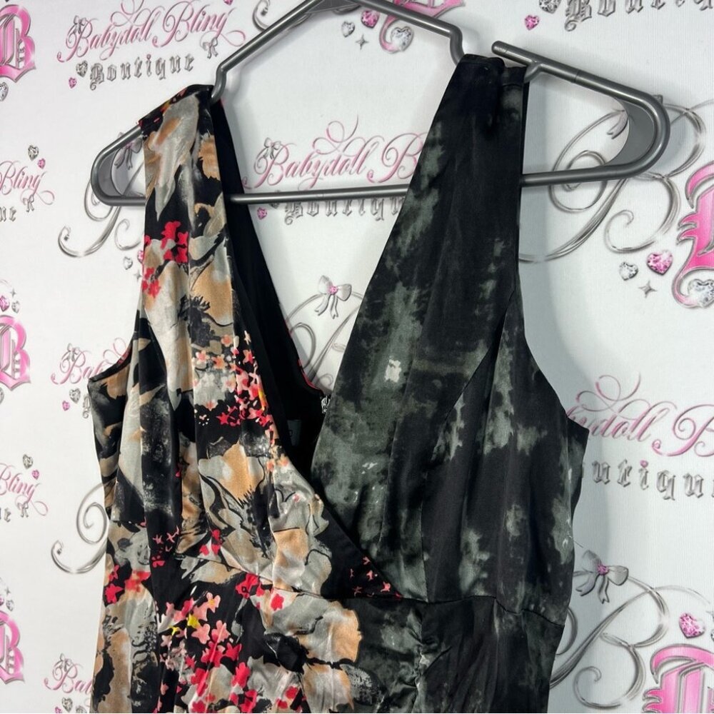 Donna Ricco dress silk flowers design Vneck Floral Dress - Black and Red - Picture 4 of 9